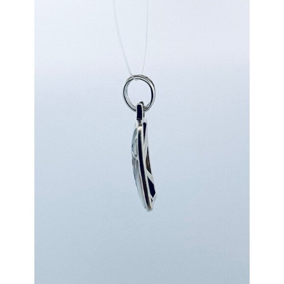 Vintage 925 Sterling Silver Abalone & Mother of Pearl Inlay Mosaic Pendant 3.3g - Picture 4 of 9